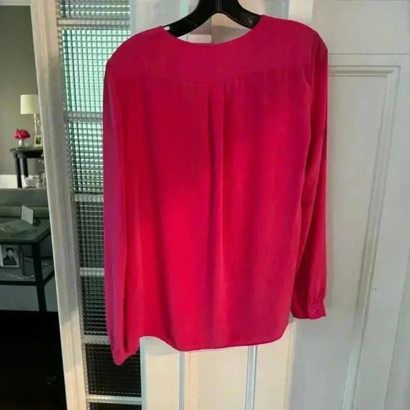 Lafayette 148 women’s long sleeve silk pink blouse front pockets sz 4 - Picture 3 of 9